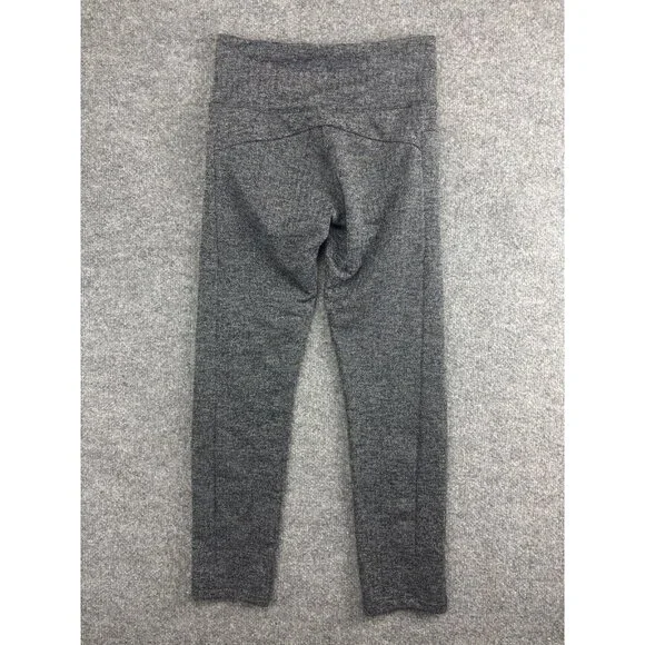 Athleta Tight Crop Pants Leggings Women's XS Black White 2 Zip Pockets Slit Hem - Picture 7 of 8